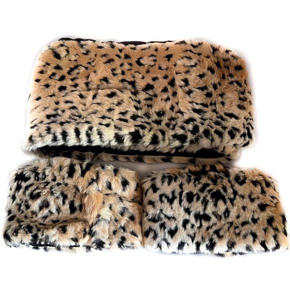 NWOT HANDMADE SOFT FAUX CHEETAH FUR SCARF AND CUFFS - Picture 2 of 5